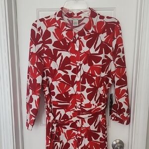 Ashly&Sage Red and White Floral Long Sleeve Dress
